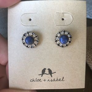 Chloe + Isabel Positano Conv Stud Earrings Dk Blue